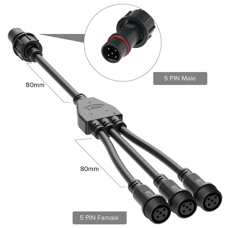 Large 2/3/4/5 Pin 1-to-3 Waterproof Power Wire Splitter Connector Large 2/3/4/5 Pin 1-to-3 Waterproof Power Wire Splitter Connector